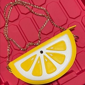 Yellow and White Lemon Slice Crossbody Bag